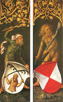 Sylvan Men with Heraldic Shields, Wings of Portrait of Oswald Krell