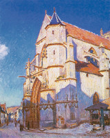 L’Église de Moret, le soir