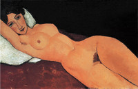 Female Nude Reclining on a White Pillow