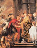 Emperor Theodosius Refused Entry into Milan Cathedral by St Ambrose, Archbishop of Milan