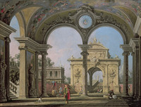 Caprice with Triumphal Arch, Seen through Ornate Arcades