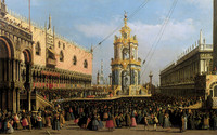 Studio of Canaletto, Venice: the Giovedi Grasso Festival in the Piazzetta