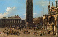 Venice: the Piazza from the Piazzetta with the Campanile and side of San Marco