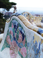 Park Güell, trencadís mosaïc of the bench