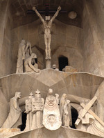 Temple of Sagrada Familia, the Veronica sculptures, of the Passion façade by J. M. Subirachs