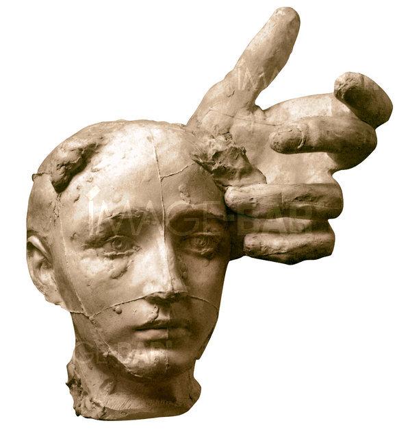 Assemblage: left hand of Pierre de Wissant and Mask of Camille Claudel