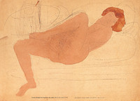 Woman Lying on Her Left Side, One Leg up, a Hand on Her Sex