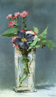 Carnations and Clematis in a Crystal Vase