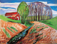 Springtime Landscape with Red House