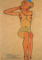 Seated Female Nude with Raised Right Arm (Gertrude Schiele)