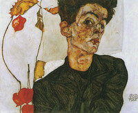 Self-Portrait with Chinese Lantern Plant