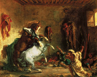 Arab Horses Fighting in a Stable