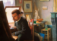 Félix Jasinki dans son atelier de graveur