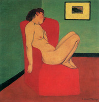 Femme nue assise dans un fauteuil