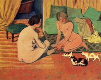 Mujer desnuda con gatos