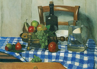 Nature morte à la serviette aux carreaux bleus