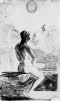 Young Woman Bathing in a Fountain