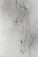 Pregnant Nude, Standing, Left Profile, study for Hope II