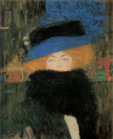 Woman in Hat with Feather Boa