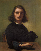 Small Portrait of the Artist with a Black Dog