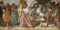 Romulus, the winner of Acron, carries the rich spoils in the Temple of Zeus