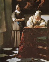 A Lady Writing a Letter with her Maid (detail)