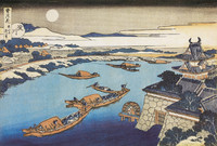 The Moon over the Yodo River and the Castle of Osaka, from the series Snow, Moon and Flowers