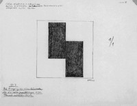 The Movement of a Suprematist Square producing a New Biplanar Suprematist Element (Two Parallel Joined Rectangles), motif: 1915