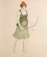 Design for the costume of a huntress nymph in the ballet Sylvia