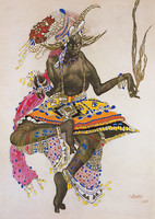 Design for the costume of a temple dancer in the ballet Le Dieu bleu