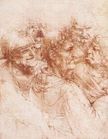 Five Grotesque Men, lombard anonymous artist of the 16th century, after Leonardo da Vinci 