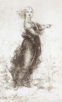 Young Woman Pointing at a Landscape