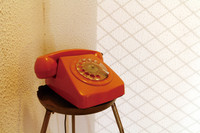 A Red Old-style Telephone