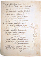 Page of a sonnet by Michelangelo on which he drew a representation of the vault of the Sistine Chapel