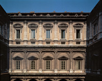 Palazzo Farnese, façade of the inner courtyard, detail of the second storey designed by Antonio da Sangallo the Younger