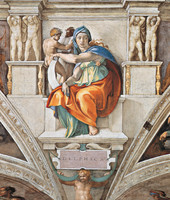 The Delphic Sibyl, edges of the ceiling