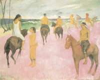 Horsemen on the beach