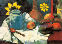 Still-life with teapot and fruits