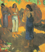 Three Tahitian Women against a Yellow Background