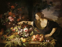 Jan I Brueghel l'Ancien, Nature morte avec couronne de fleurs et coupe