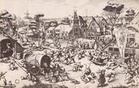 Johannes of Lucas van Doetechum, après Pieter I Brueghel l'Ancien, Fête villageoise avec théâtre