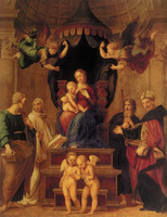 Madonna auf dem Thron mit Kind und Heiligen oder Madonna del Baldacchino