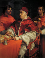 León X con dos cardenales (Julio de Medici y Luigi de Rossi)