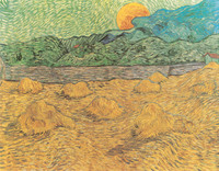 Landscape with Wheat Sheaves and Rising Moon, Saint-Rémy