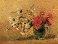 Vase with Red and White Carnations against a Yellow Background, Paris